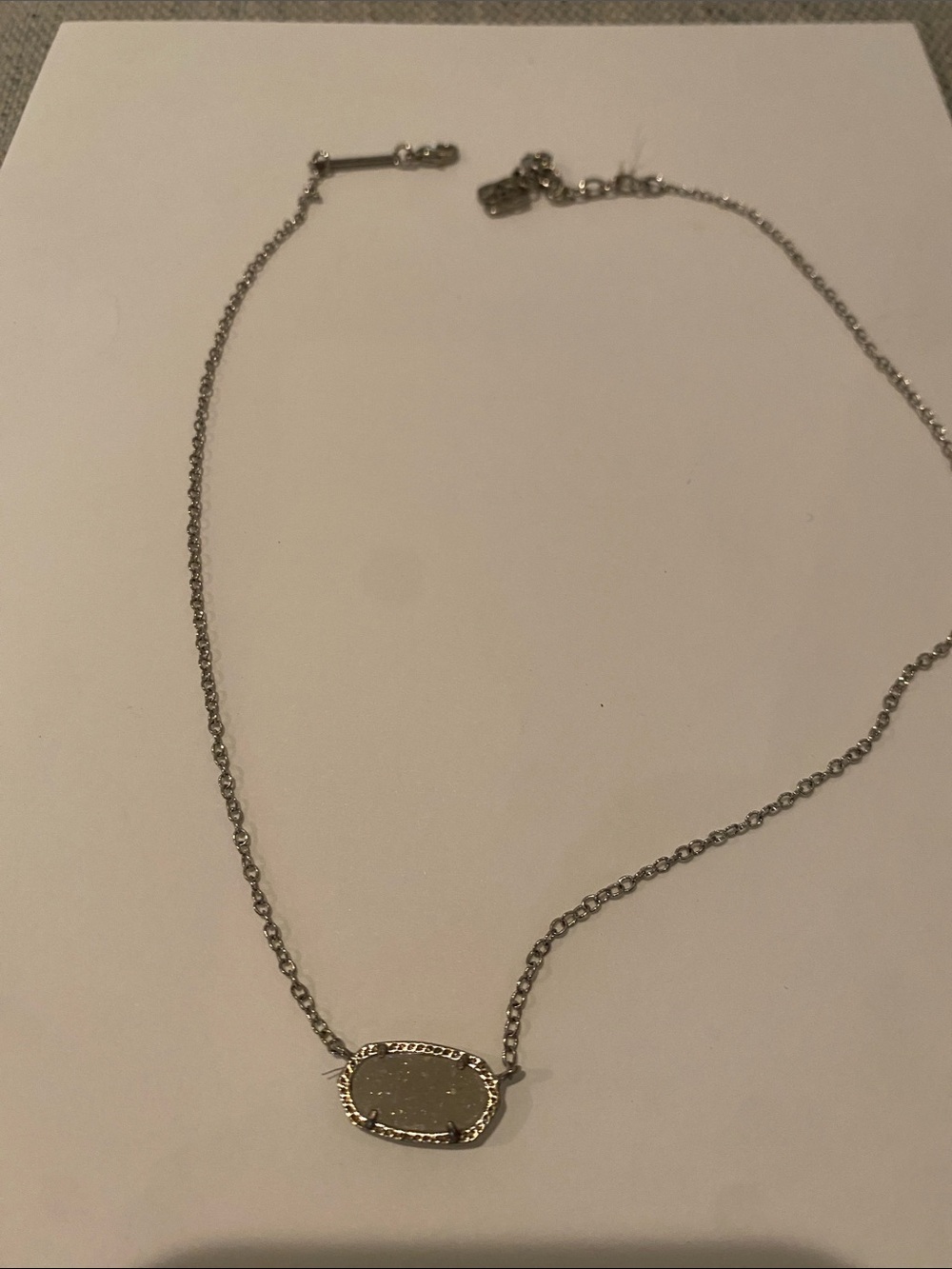 Kendra Scott Silver Oval Drusy Pendant Necklace